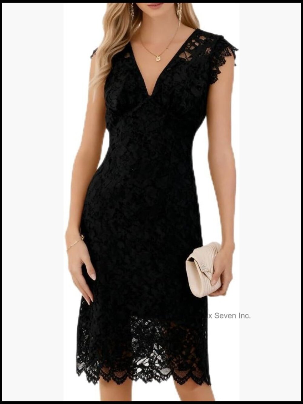Lace Cocktail Dress Sleeveless V Neck Bodycon Midi Formal
